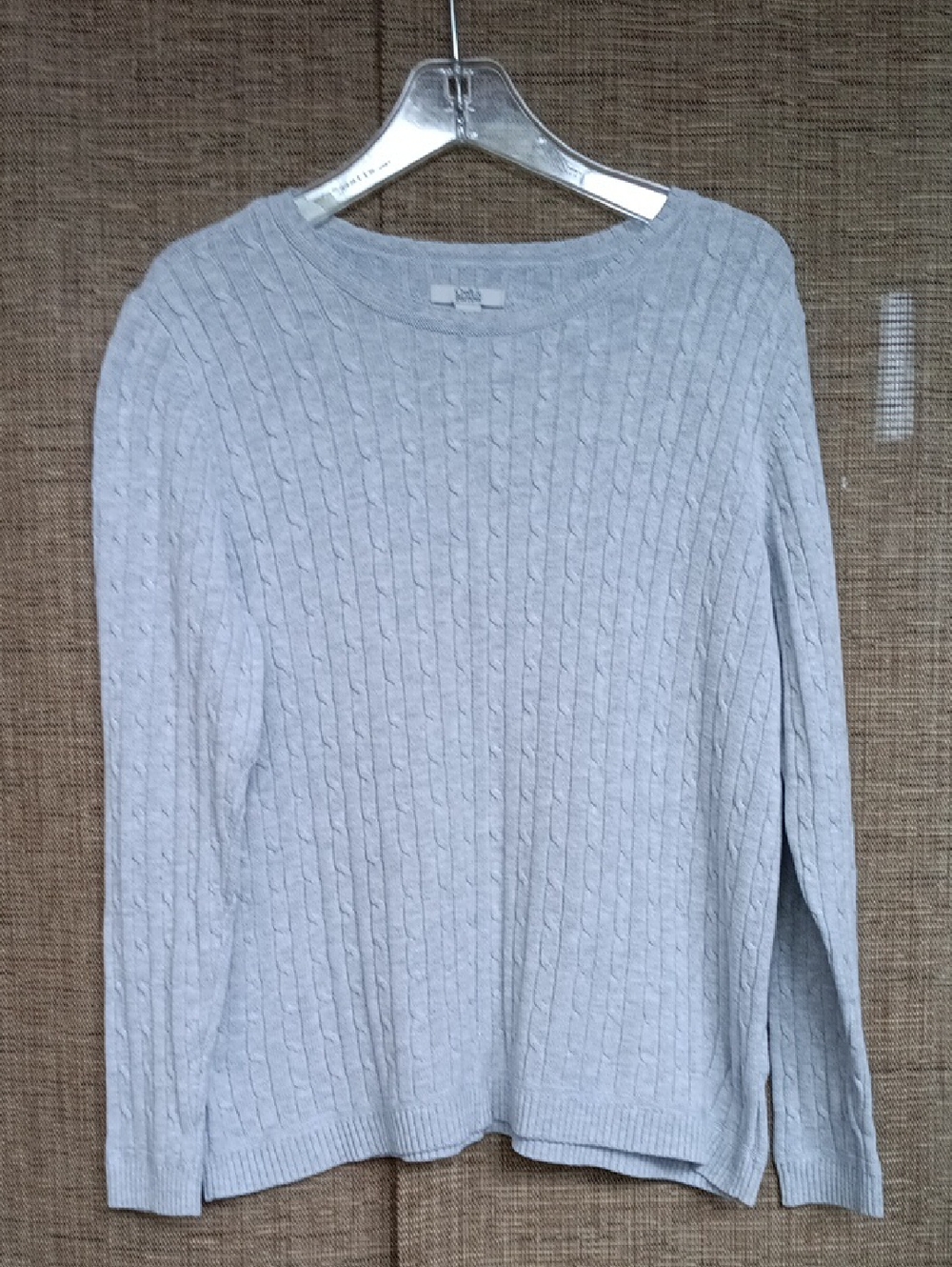 croft & barrow Light Grey Knit Crewneck Cables Sweater